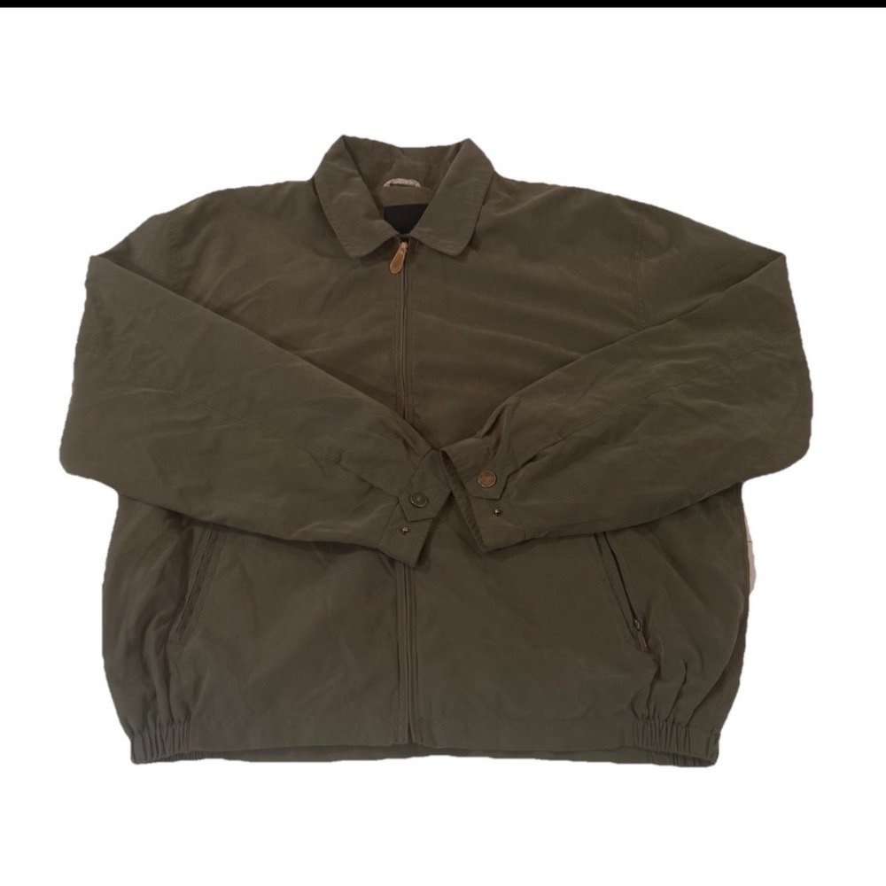 London Fog‎ Men's Olive Green Lightweight Bomber Jacket XL Full Zip Collar